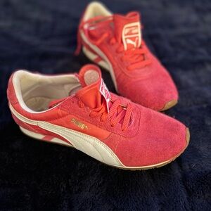 Puma tennis shoes, red, size 7